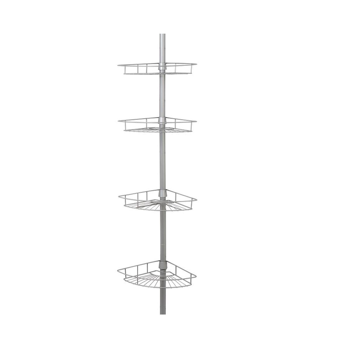 Zenna Home 2156NN Corner Tension Pole Shower Caddy Satin Nickel
