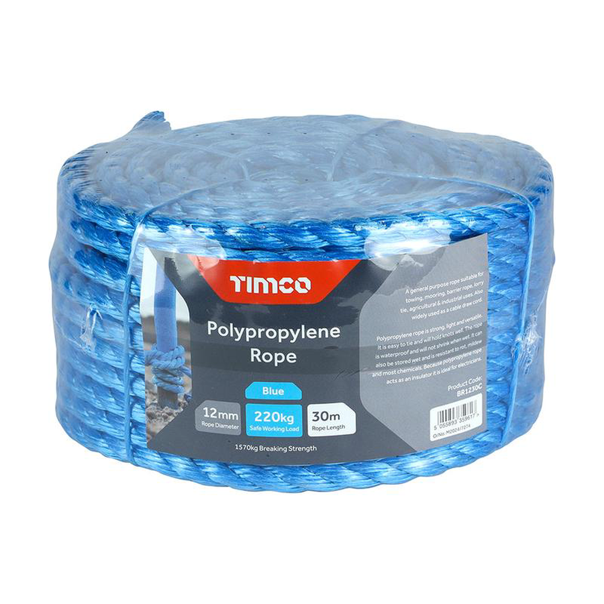 TIMCO Blue Polypropylene Rope Coil 8211 12mm x 30m