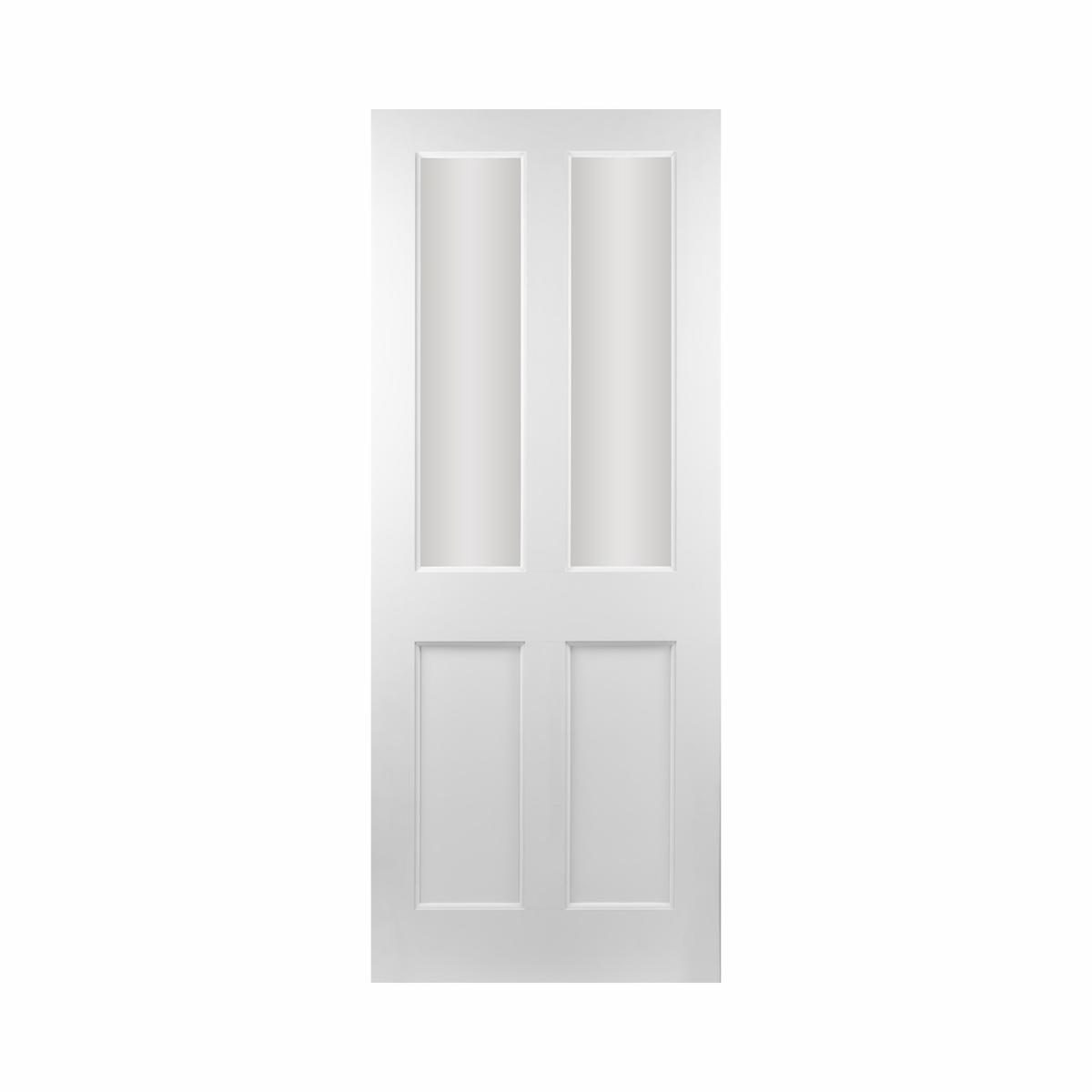SEADEC Waterford White 2 Panel 2 Glass Glazed Frosted Glass White Primed (42MM)