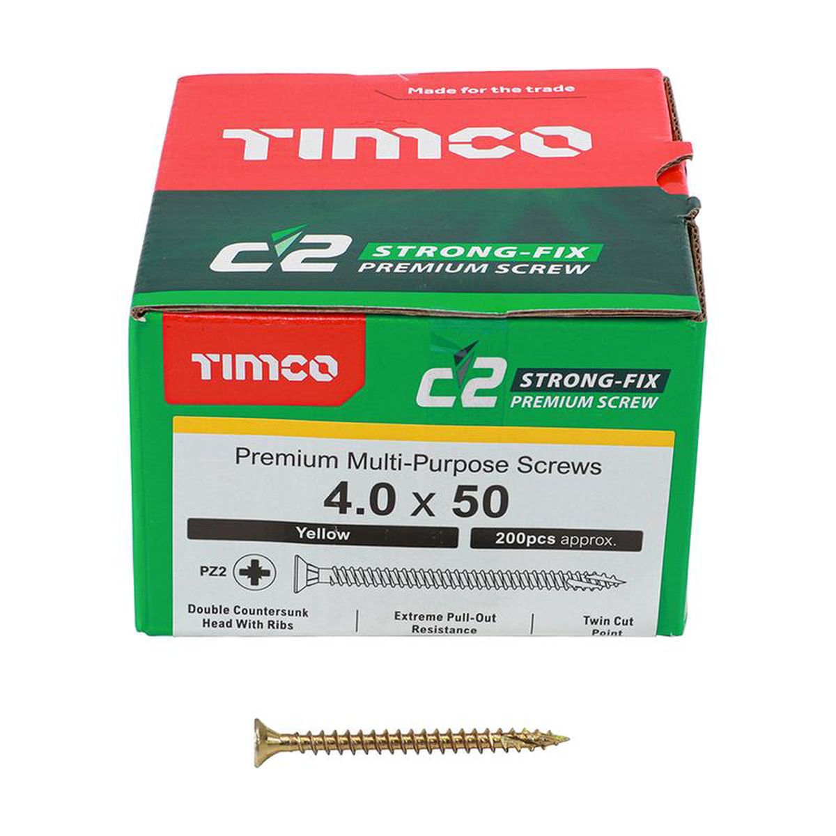 TIMCO C2 Strong-Fix Multi-Purpose Premium Countersunk Gold Woodscrews 8211 40 x 40