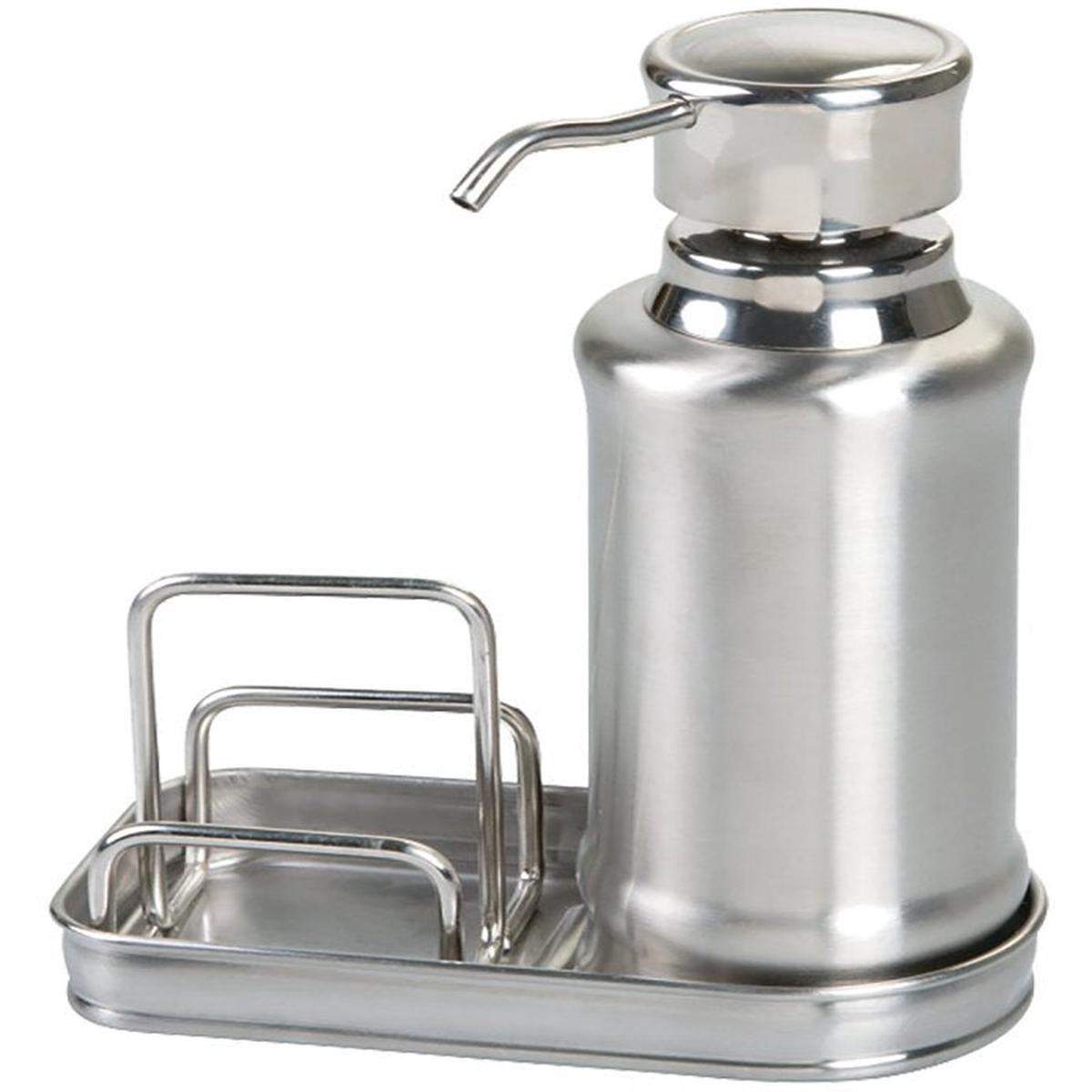 iDESIGN 48070 Soap Dispenser Kit 10 oz Capacity Stainless Steel Silver Brushed Polished Counter Top Mounting
