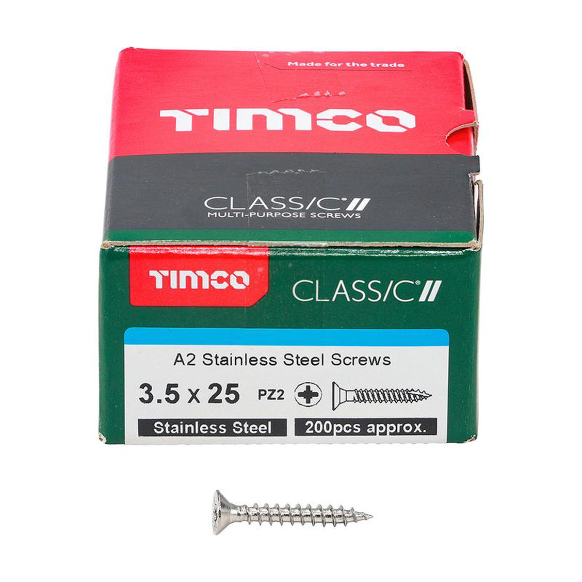 TIMCO Classic Multi-Purpose Countersunk A2 Stainless Steel Woodcrews 8211 35 x 25