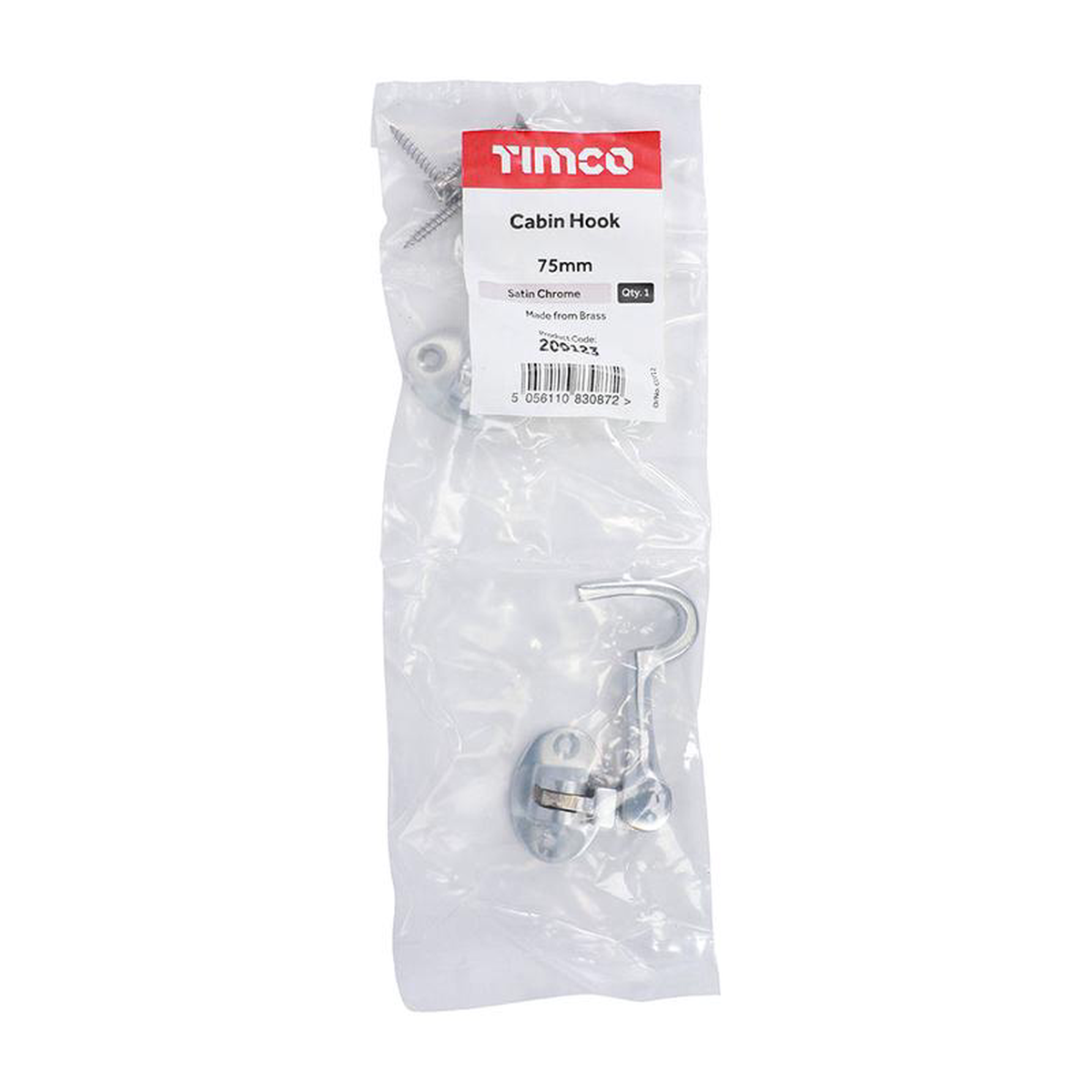 TIMCO Cabin Hook Satin Chrome 8211 75mm