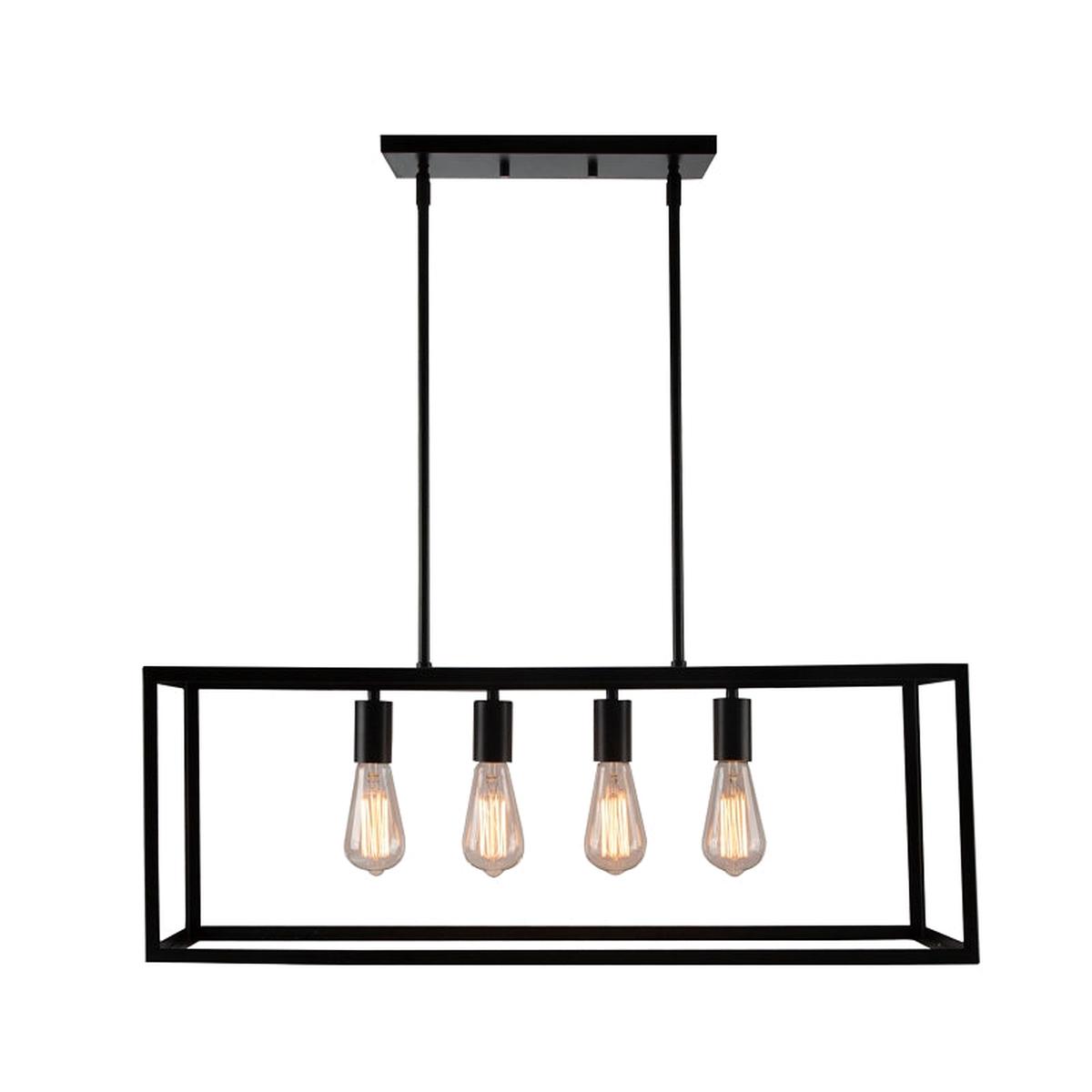 Boston Harbor LS10505 Farmhouse Chandelier 120 V 60 W 1-Tier 4-Lamp Metal Fixture Black Fixture Matte Fixture