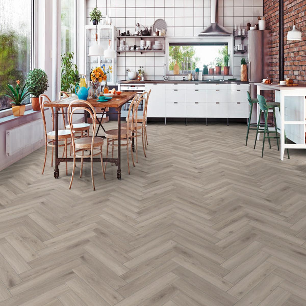 8Mm Herringbone 4V Silver Oak - 1238M2 Pk - Ac4 - Er Surface Finish - Lefts Rights - 8 X 133 X 665Mm