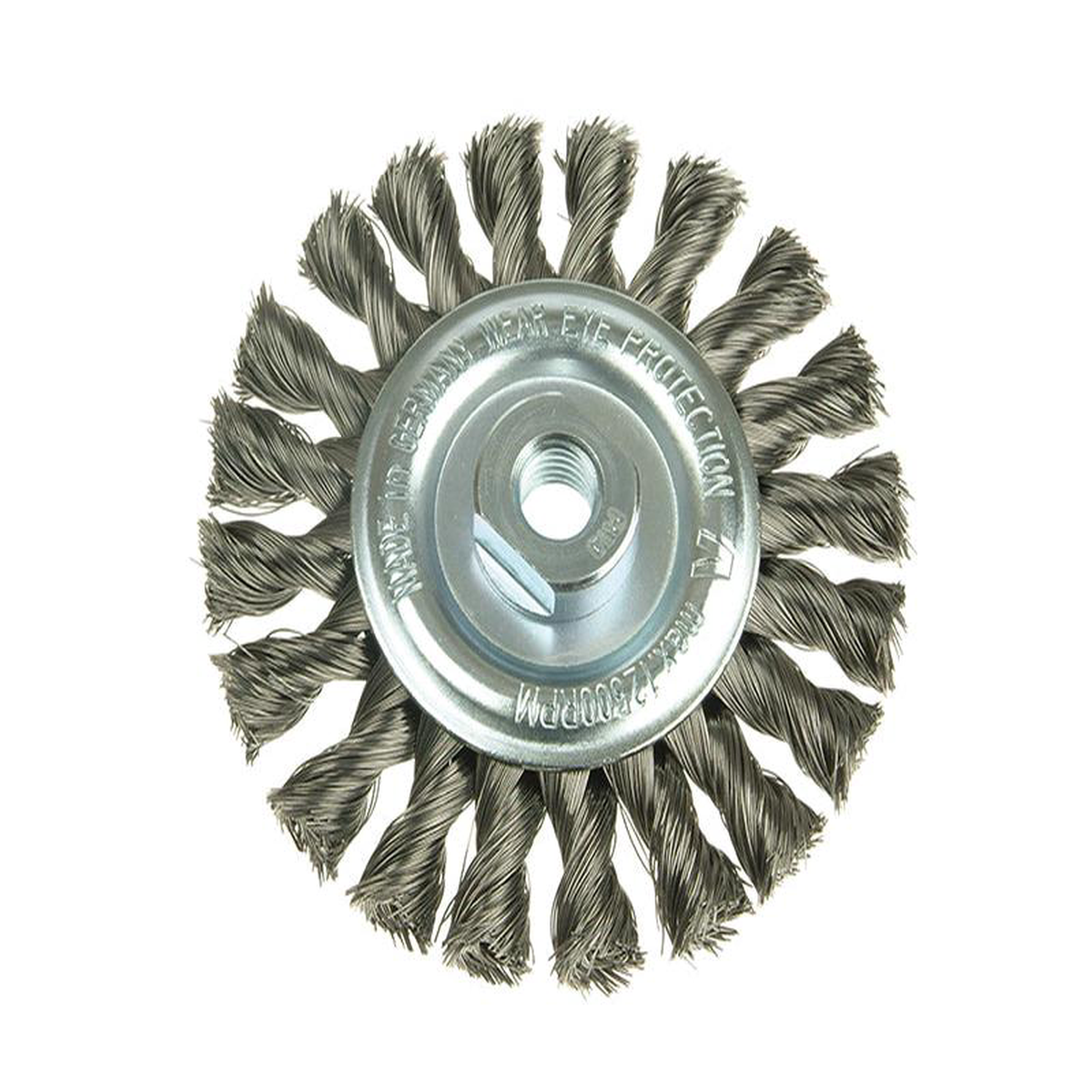 Knot Wheel Brush 100 x 12mm M14 Bore 050 Steel Wire