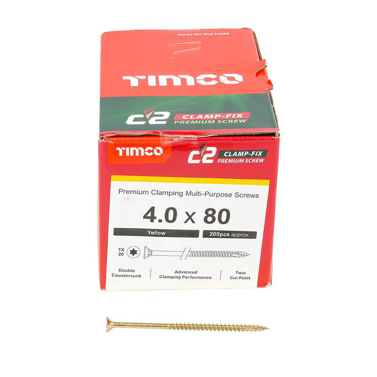 TIMCO C2 Clamp-Fix Multi-Purpose Premium Countersunk Gold Woodscrews 8211 40 x 80