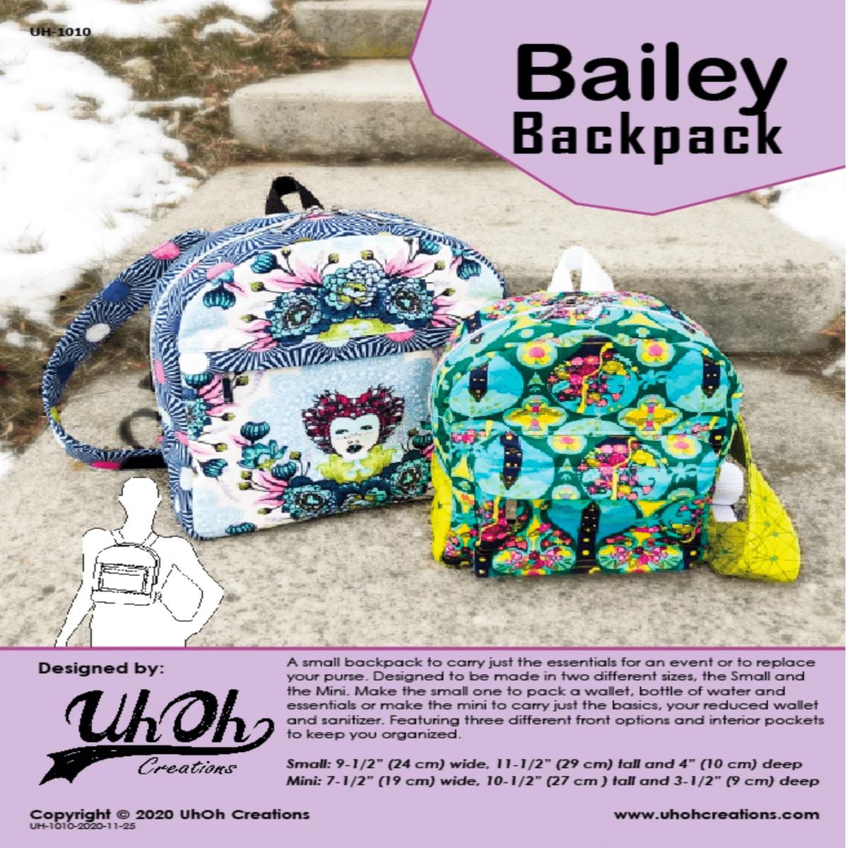 Bailey Backpack by UhOh Creations (Printed Paper Pattern)
