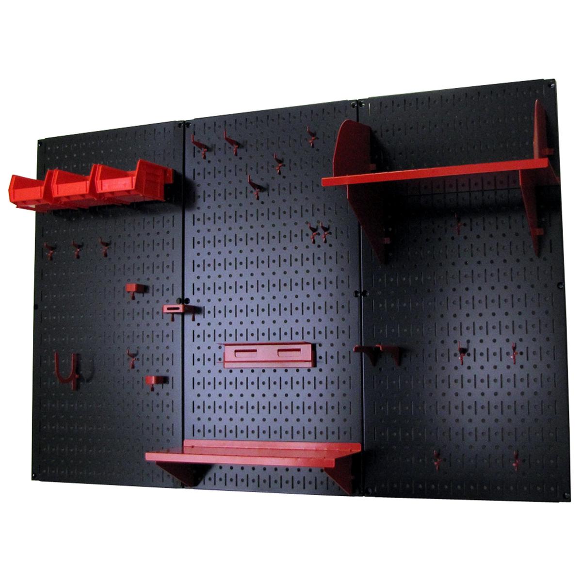 4 Metal Pegboard Standard Tool Storage Kit - Black Toolboard Red Accessories