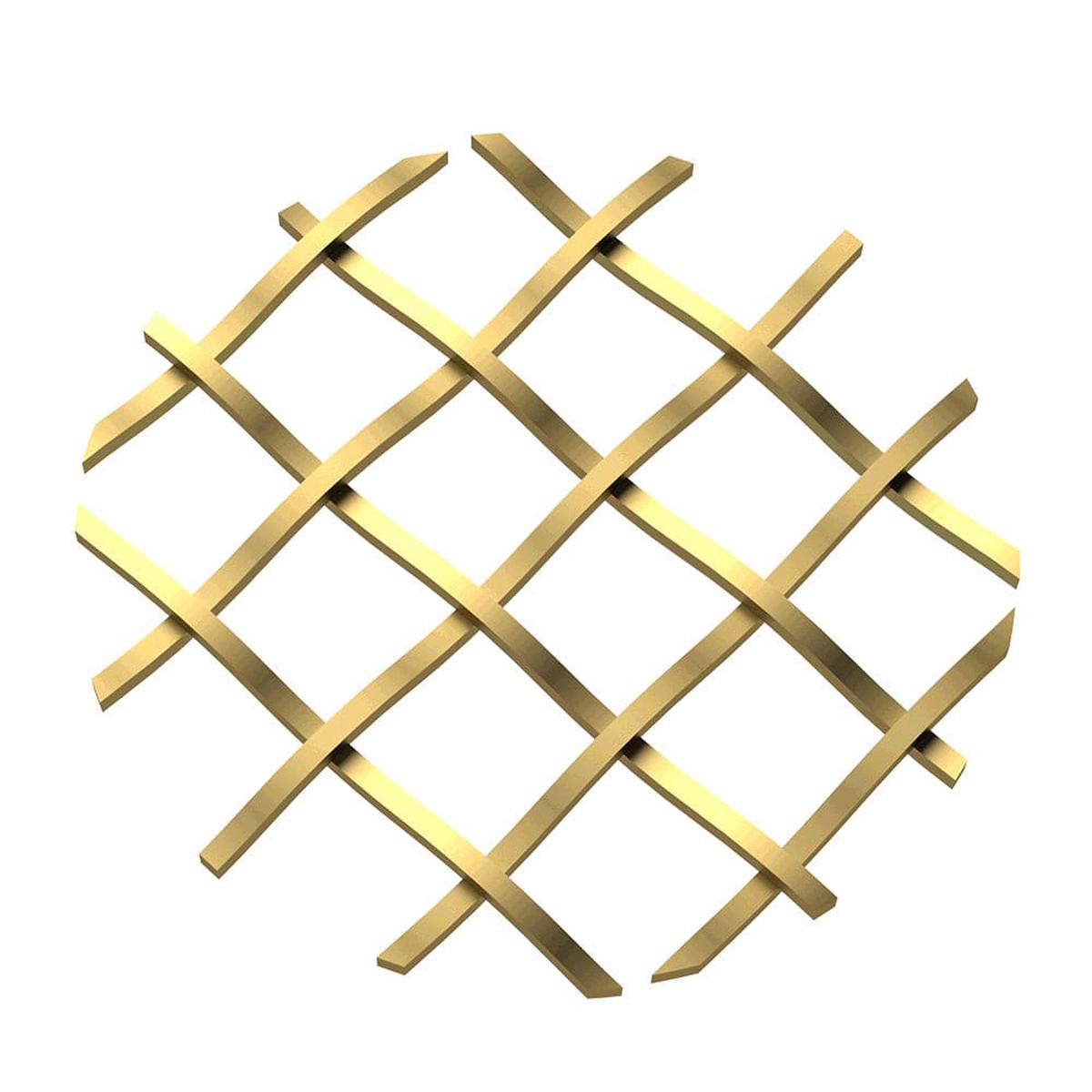 5 Straight Flat Diamond Decorative Grille - Satin Brass 18 W x 48 L Sheet