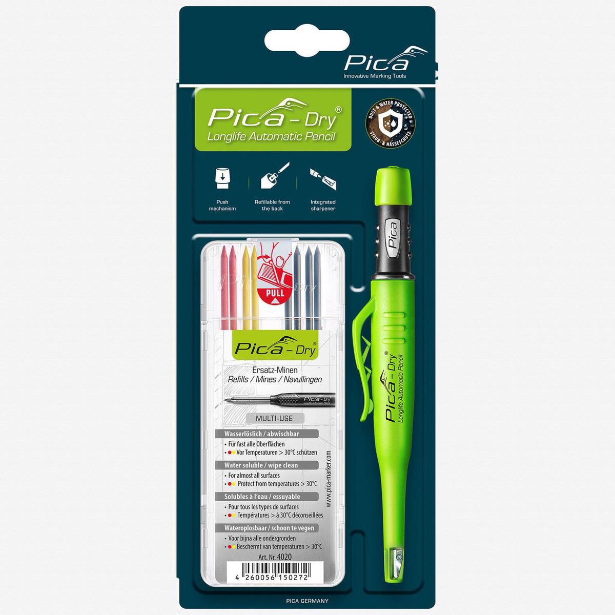 Pica DRY Automatic Pencil Pica DRY Refill Set Basic (4 Graphite 2B 2 Red 2 Yellow Leads)
