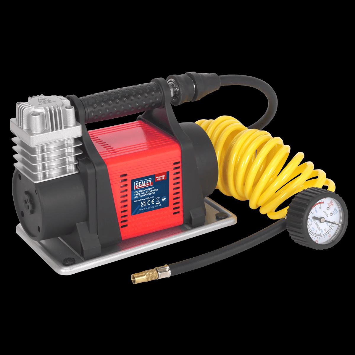 Sealey MAC05 Tyre InflatorMini Air Compressor 12V Heavy-Duty