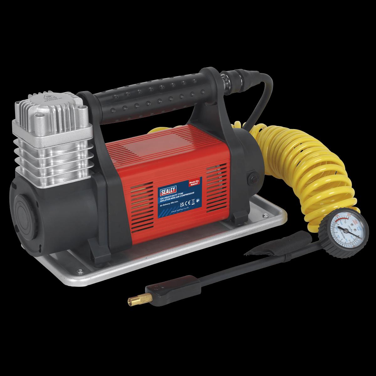 Sealey MAC07 Tyre InflatorMini Air Compressor 12V Heavy-Duty