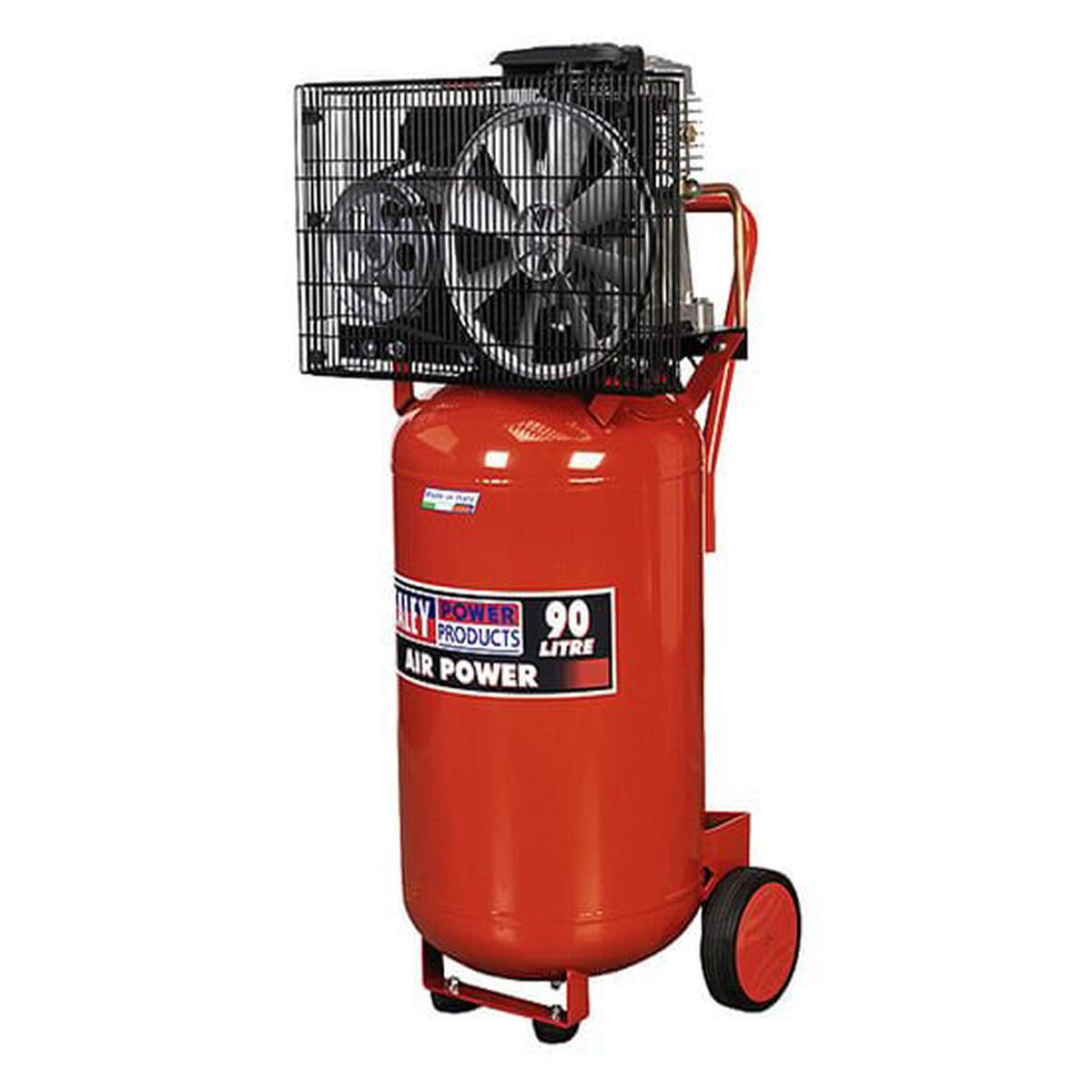 Sealey SAC1903B Compressor 90ltr Vertical Belt Drive 3hp - Belt Drive