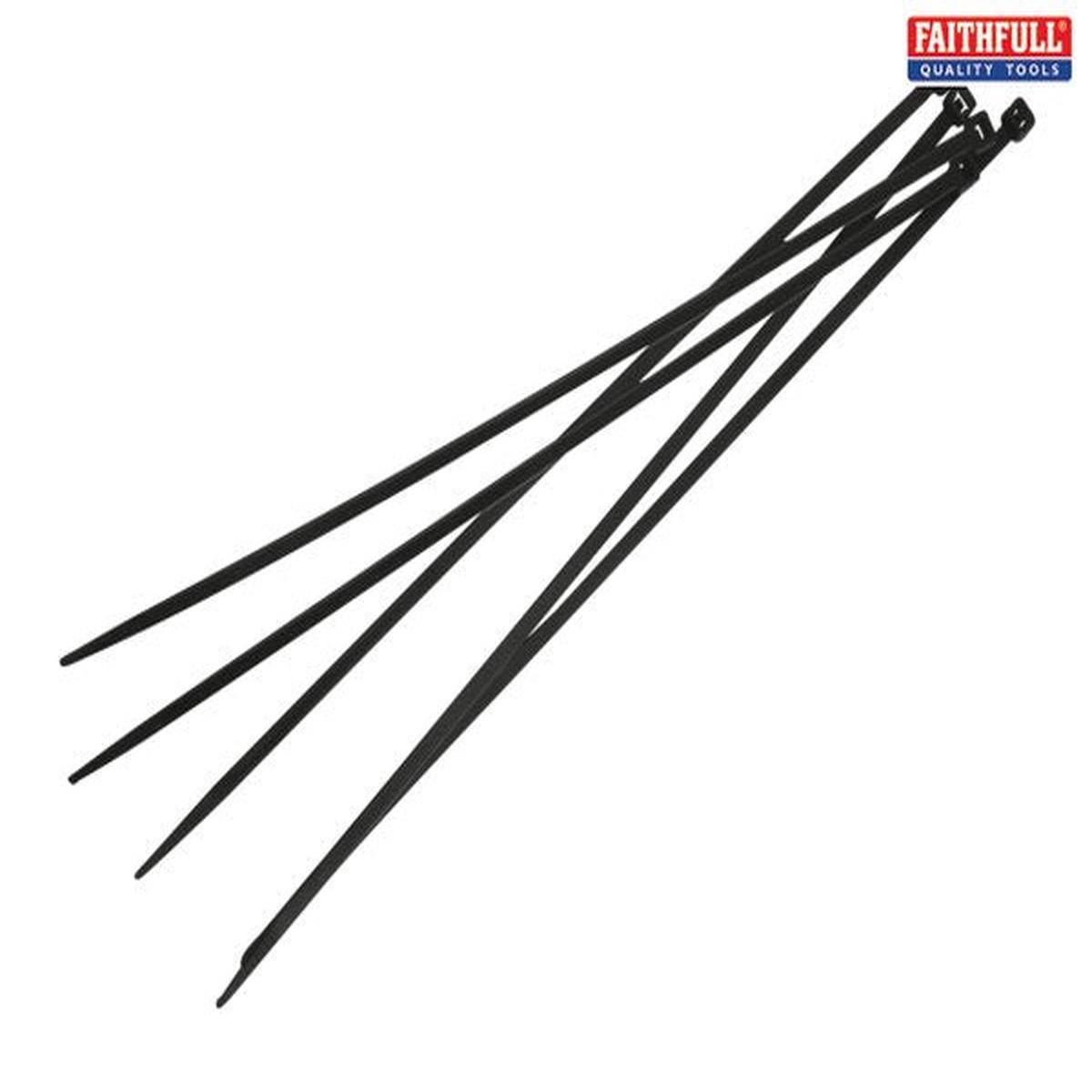 Faithfull Cable Ties Black 48 x 300mm (Pack 100)