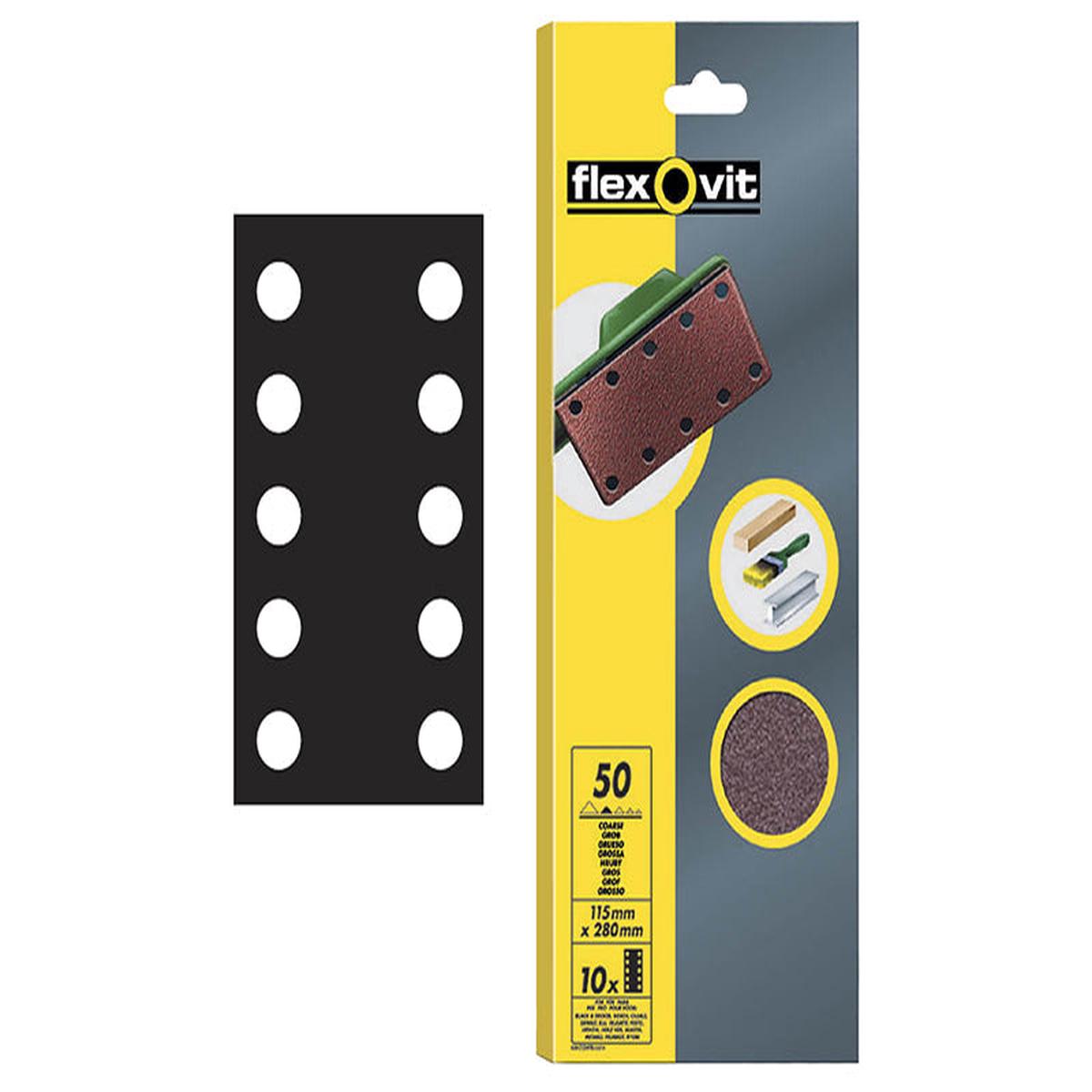 Flexovit 12 Sanding Sheets Perforated Medium 80 Grit (Pack 10)