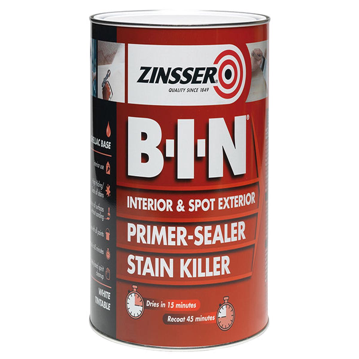 Zinsser BIN Primer Sealer Stain Killer Paint White 500ml