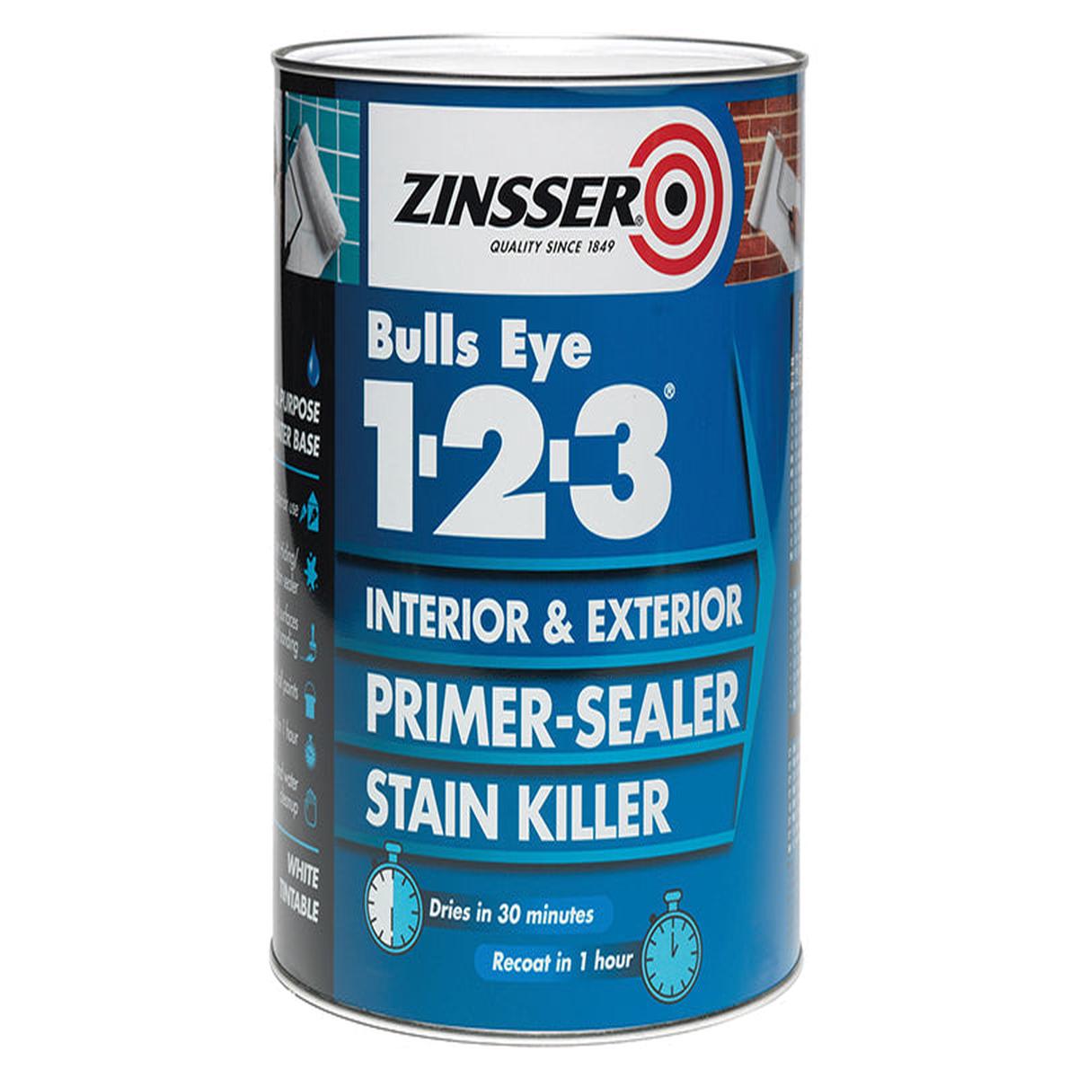 Zinsser Bulls Eye 1-2-3 Primer Sealer Paint White 5 litre