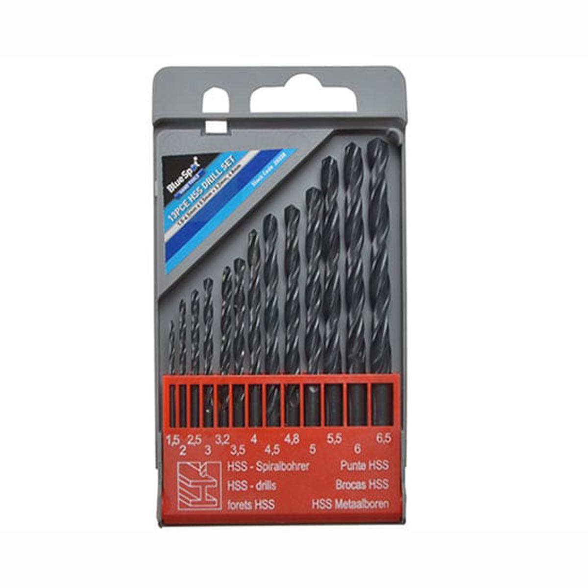 BlueSpot Tools HSS Drill Set 13 Piece - Drillbit Hssjobset