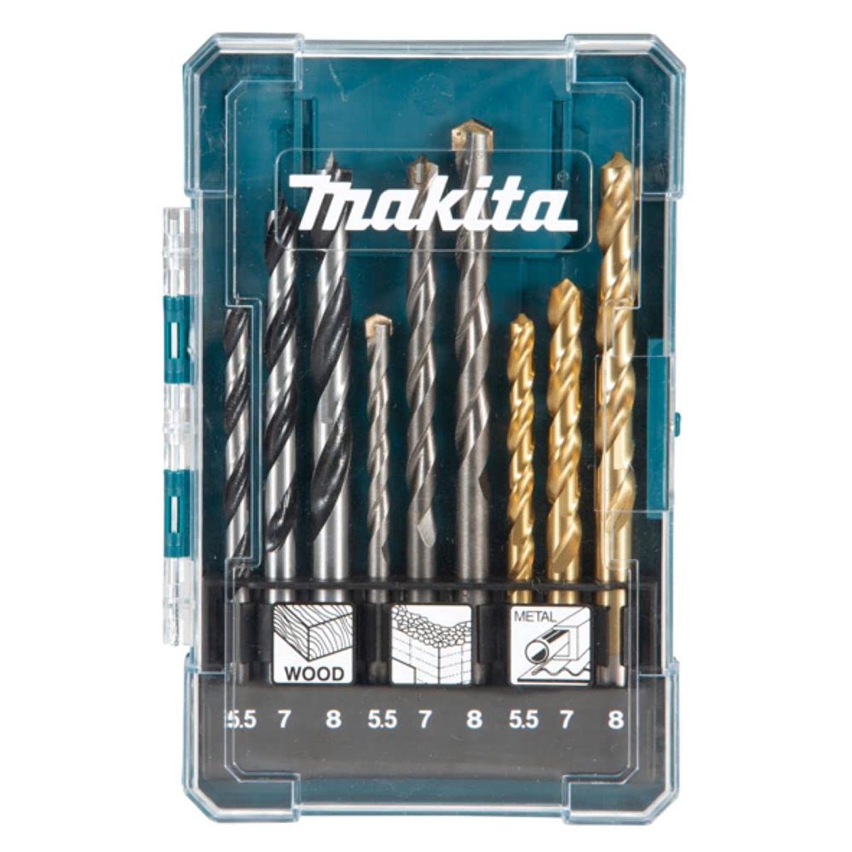 Makita D-71978 9 Piece Mixed Drill Bit Set in Plastic Carry Case