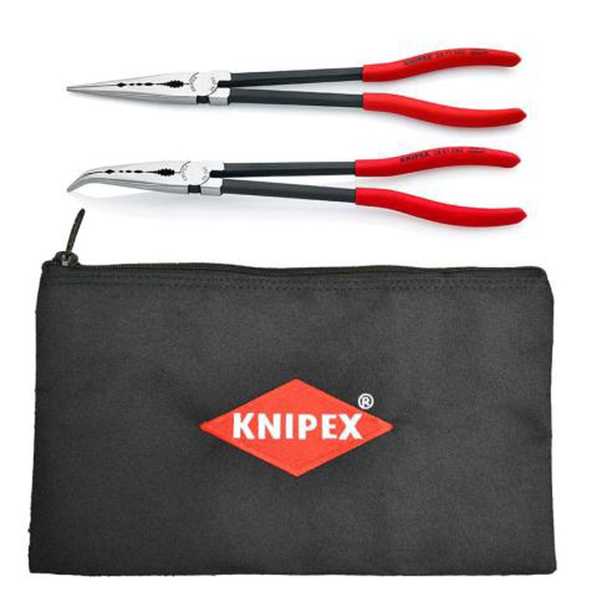 Knipex 2-pc XL Long Needle Nose Pliers Set w Keeper Pouch (9K0080128US)