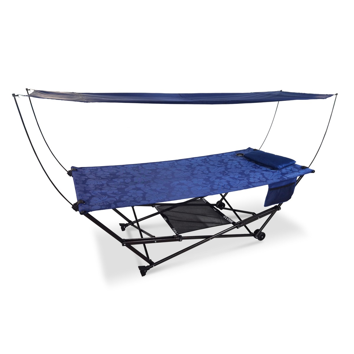 Bliss Hammocks BH-806-BF-H Pop-Up Hammock W Stand Canopy Carry Bag Included 300 Lb Capacity (Blue Flowers)