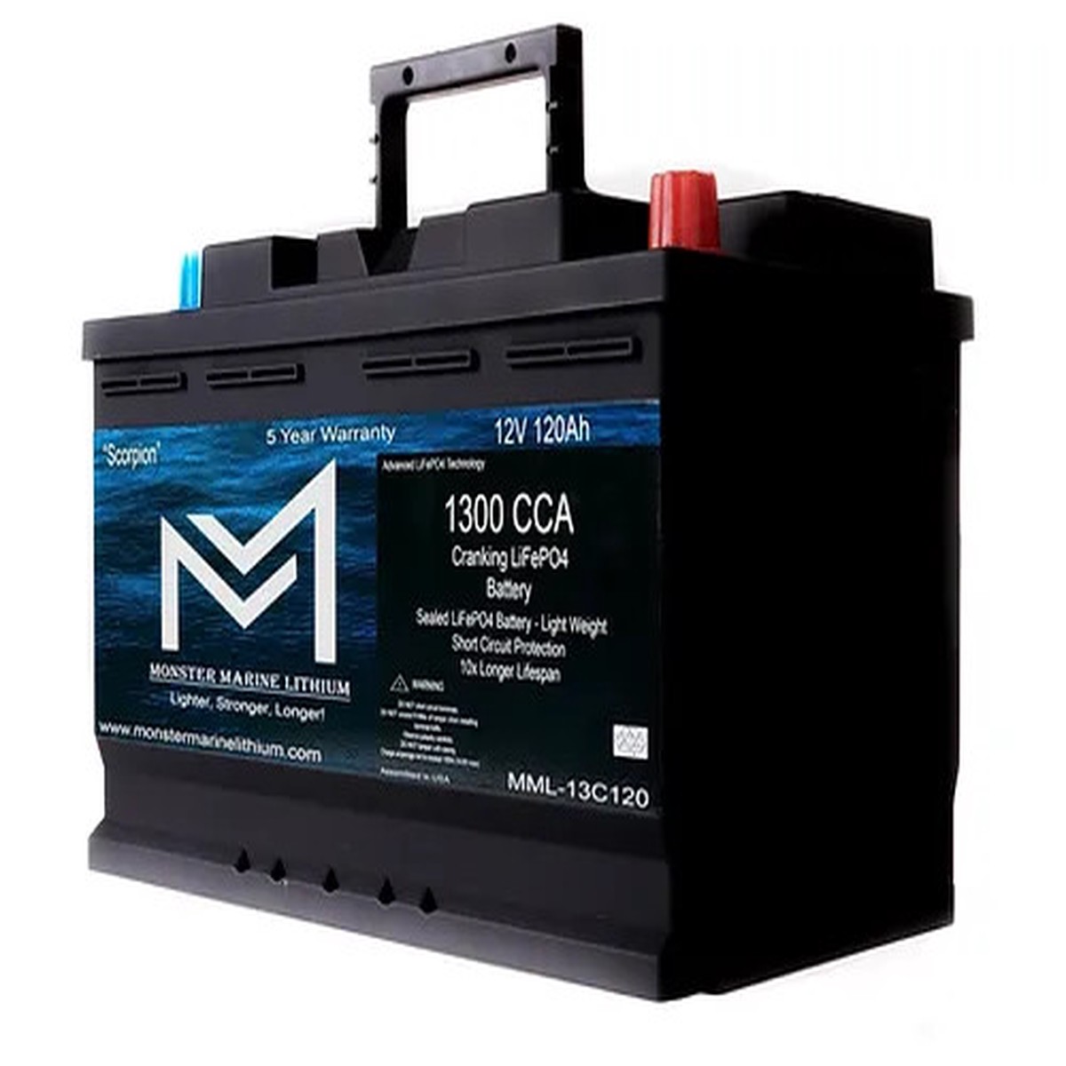1300CCA 120Ah Dual Purpose Bluetooth Cranking Lithium Scorpion