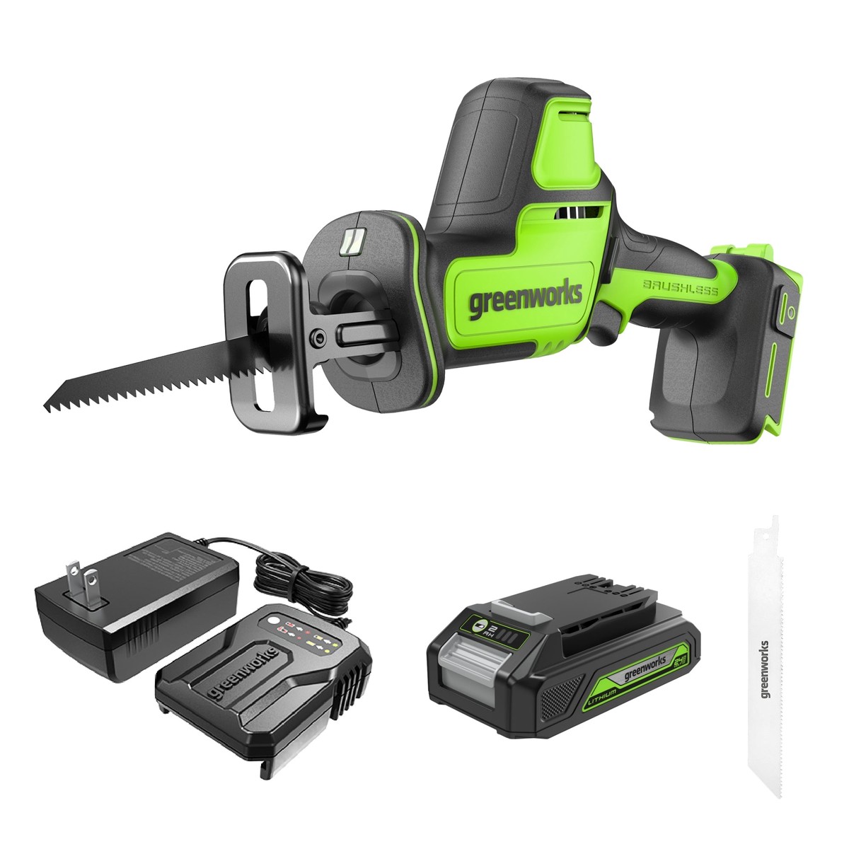 24V 1 One-Handed Compact Reciprocating Saw w 20Ah Battery Charger