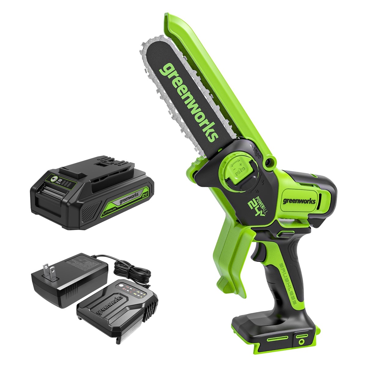 24V 6 Cordless Battery Brushless Pruner Saw w 20Ah Battery Charger