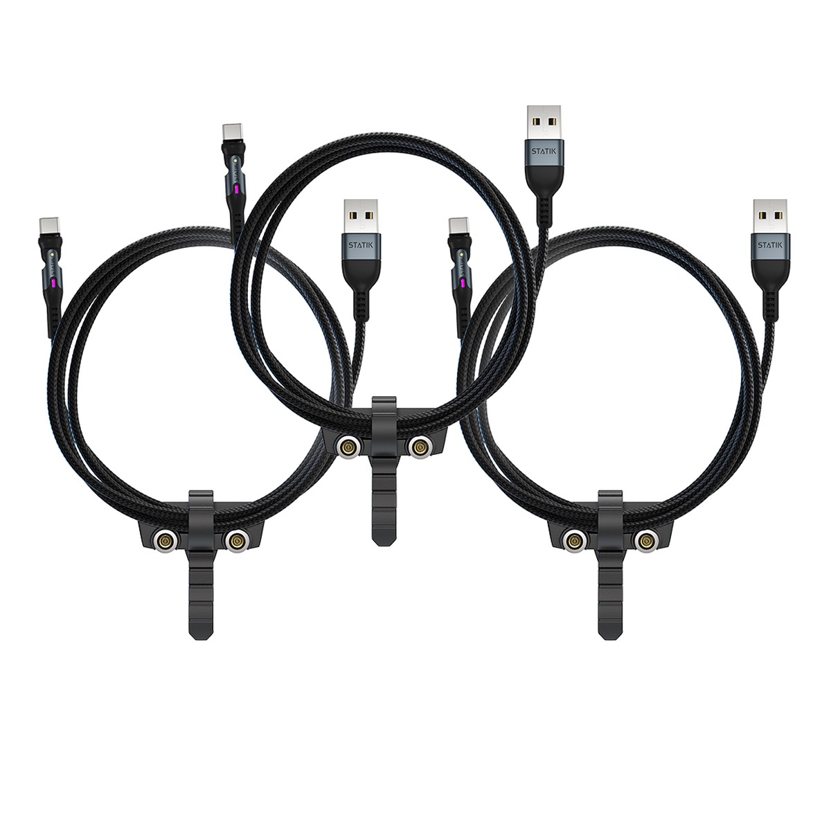 3 Pack Statik 360 Universal Magnetic Charge Cable Multipack