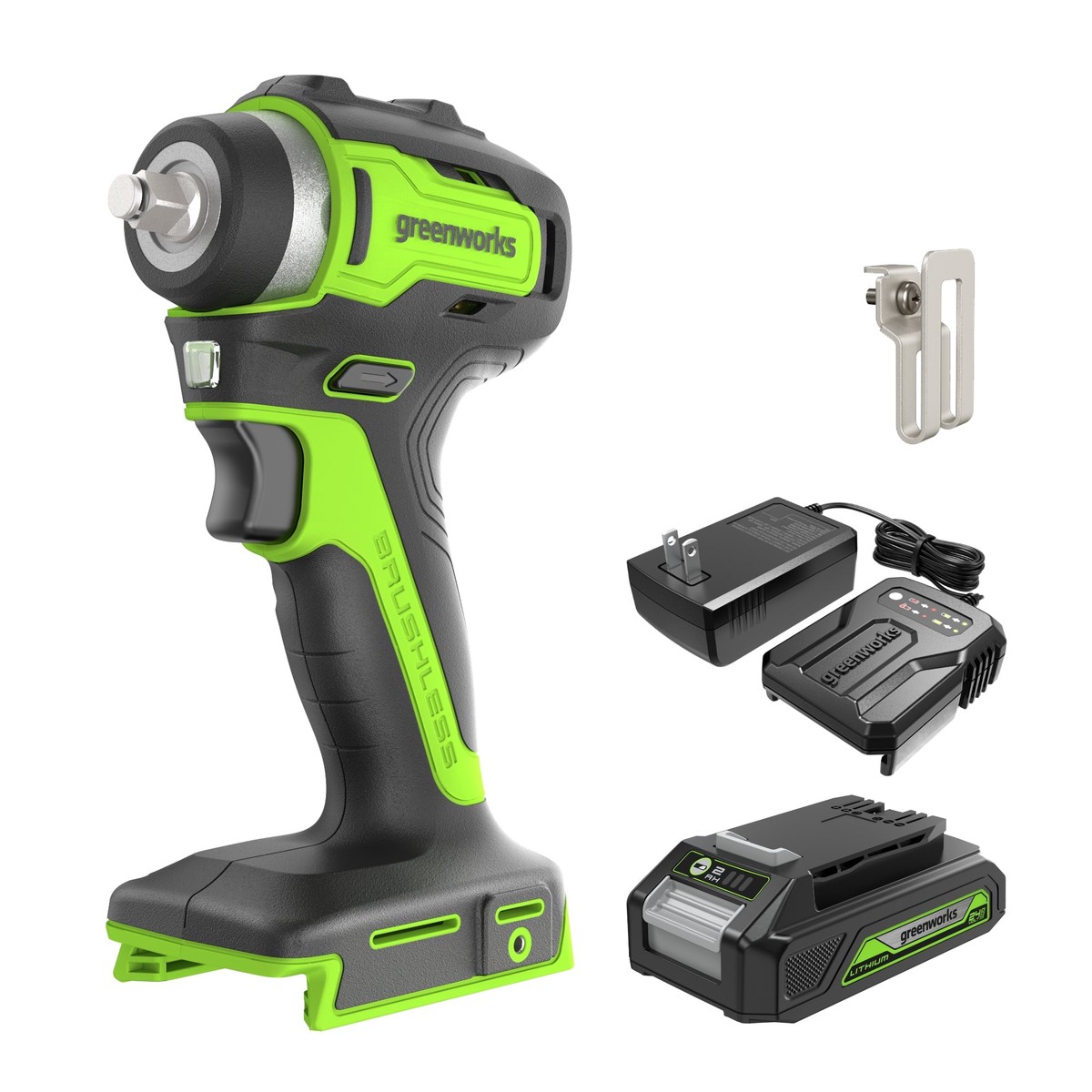 24V 38 Cordless Battery Impact Wrench w 20Ah Battery Charger