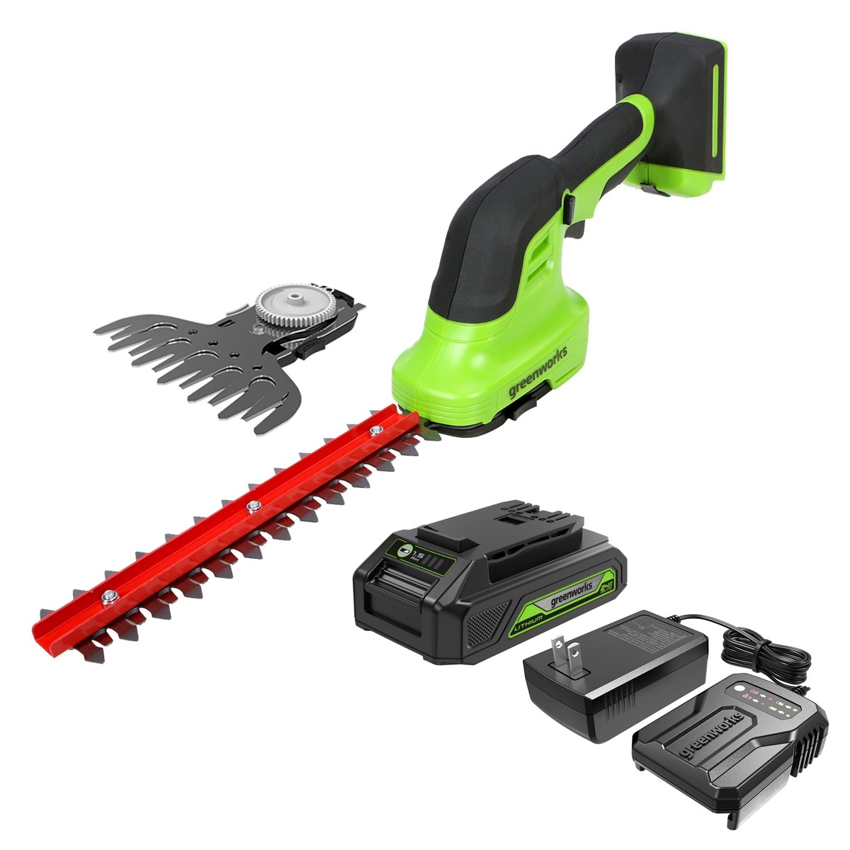 24V Shear Shrubber w 15Ah USB Battery 05A Charger