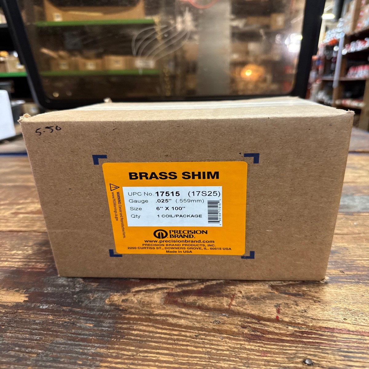 Precision Brand 0025 Brass Shim Stock 6 x 100 Roll (17S25)