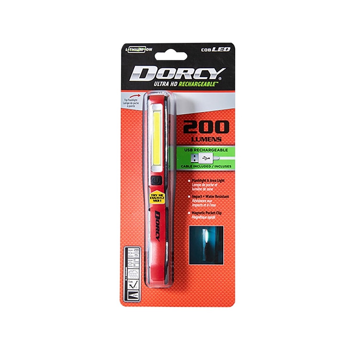 Dorcy 41-4341 LED Clip Light BlackRed 200 Lumens