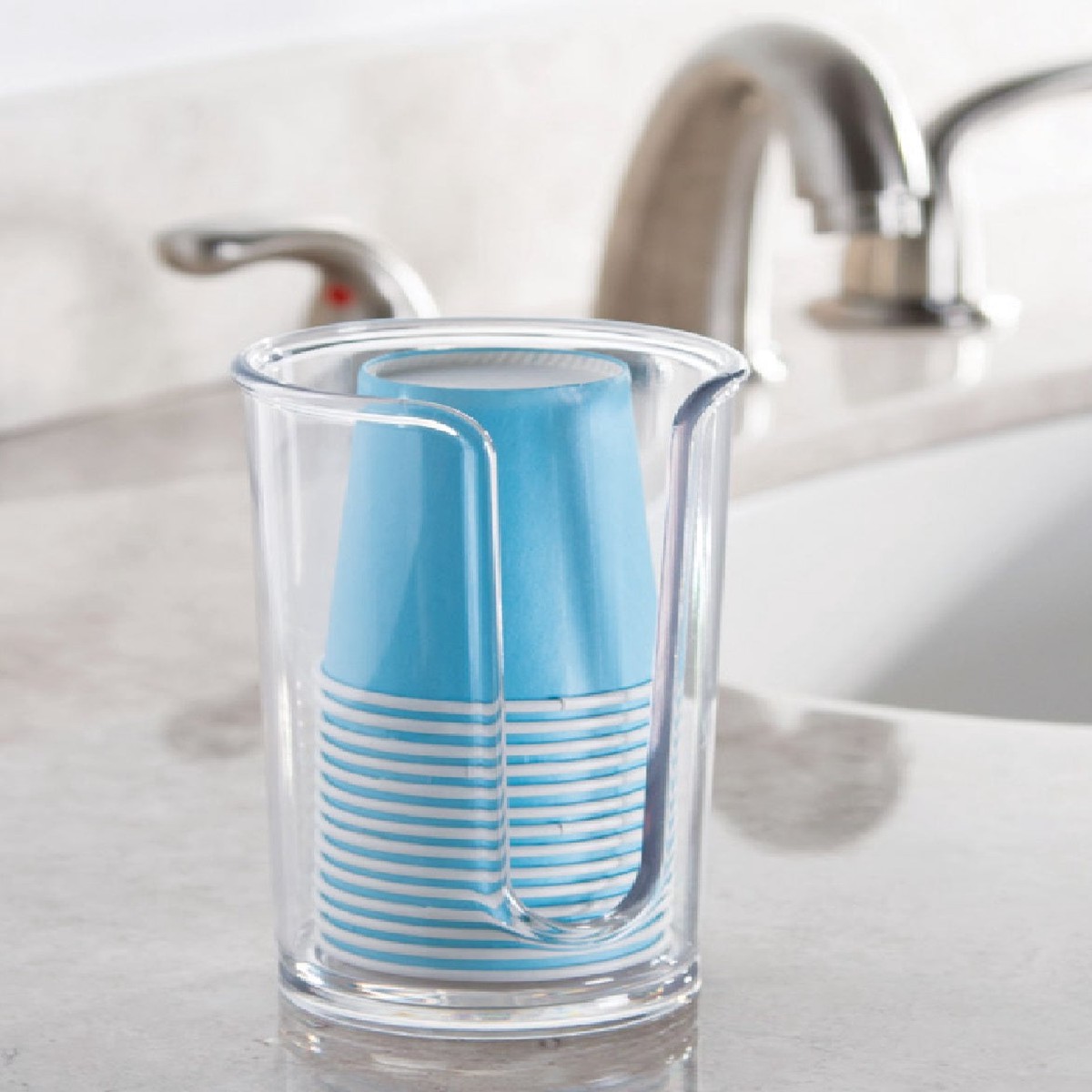 InterDesign 38640 Disposable Paper Cup Dispenser 5 Clear Plastic