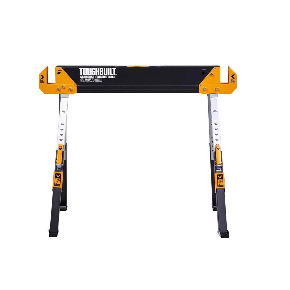 ToughBuilt TB-C650-0BES Adjustable Folding Sawhorse Black 2600 lb Capacity